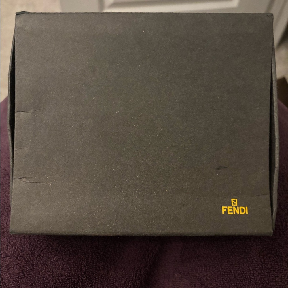 Fendi Zuccal Leather Canvas Brown Tri-Fold Wallet